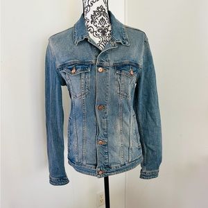 ASOS Men’s Blue Green Medium Wash Slim Fit Long Sleeve Denim Jacket XS